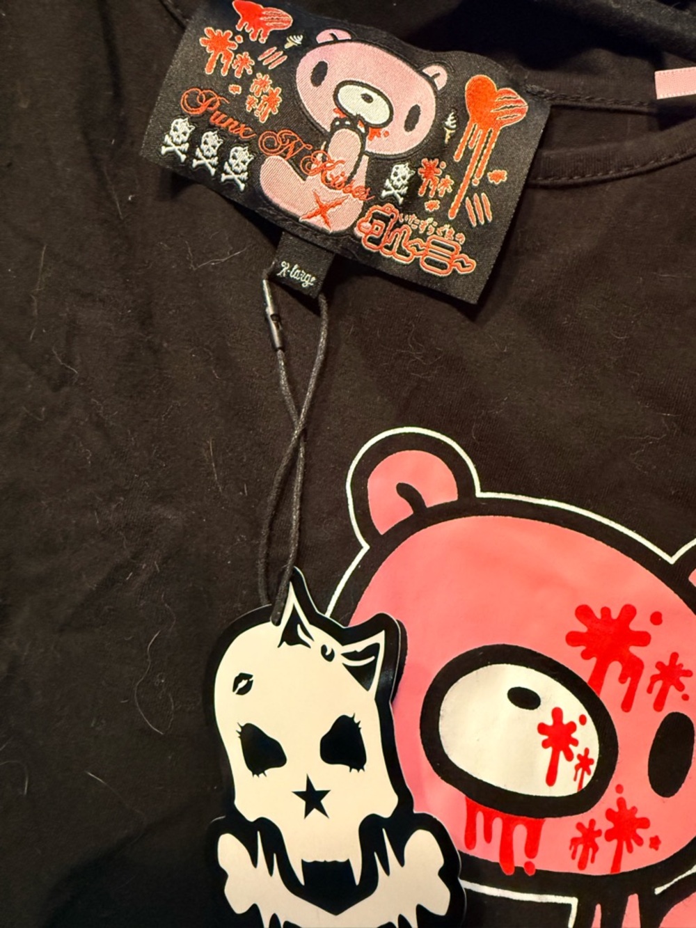 Kids Black Tank Top with Pink Bear Skull Graphic - Cute & Edgy - Picture 2 of 2